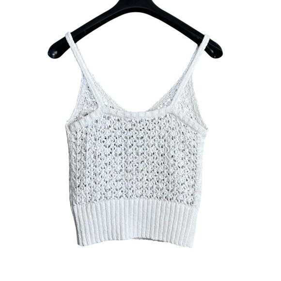 J. Crew Crochet Tank Top Womens Medium White Pointelle Knit Boho Beachy New - Picture 4 of 8